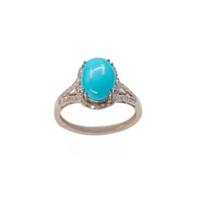 Turquoise Ring with Diamond Setting